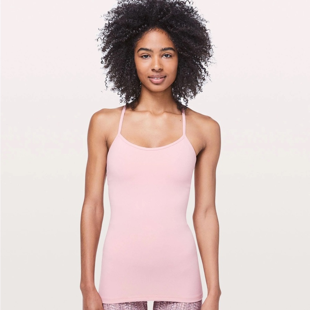 LULULEMON power Y tank, size 8, light pink.